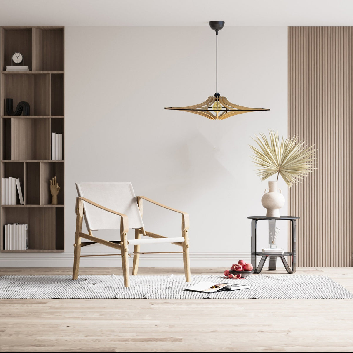 Suspension Design bois et noir 65cm câble coton SINGING BRUT - RIF - The Cool Republic