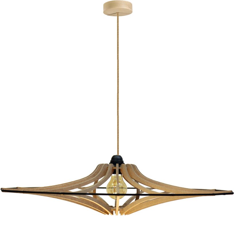 Suspension Design bois et noir 65cm câble lin SINGING BRUT - RIF - The Cool Republic