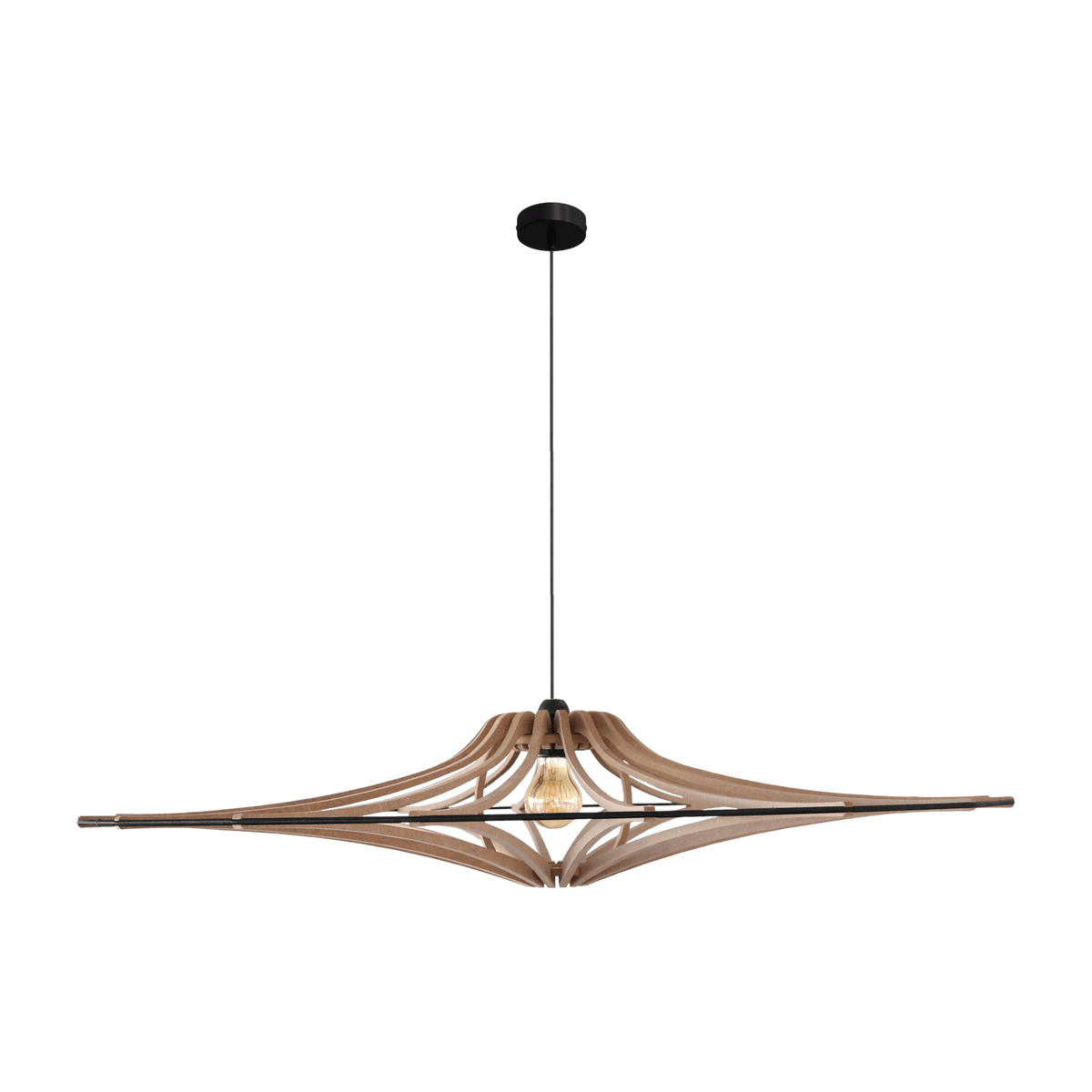Suspension Design bois et noir 90cm câble coton noir SINGING BRUT- RIF - The Cool Republic