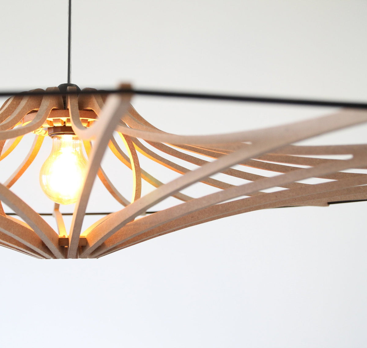 Suspension Design bois et noir 90cm câble coton noir SINGING BRUT- RIF - The Cool Republic