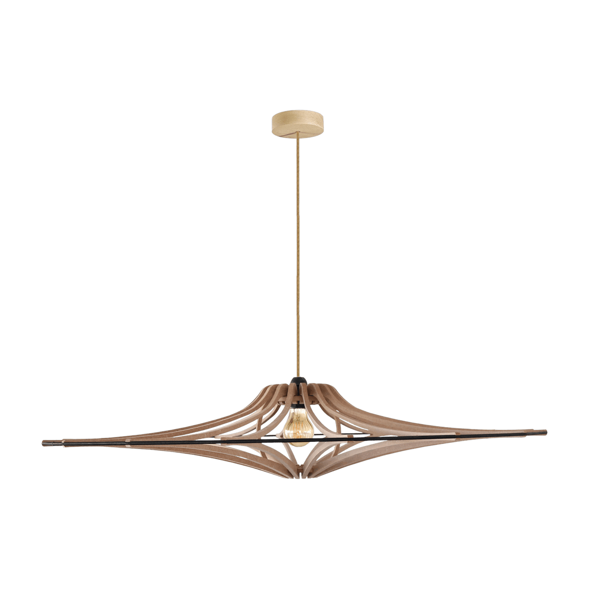 Suspension Design bois et noir 90cm câble lin SINGING BRUT - RIF - The Cool Republic
