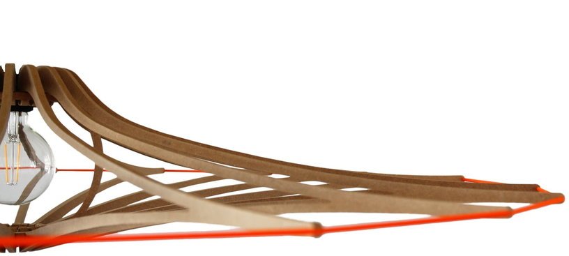 Suspension Design bois et orange 124 cm câble lin SINGING BRUT - RIF - The Cool Republic