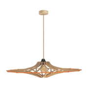 Hanging lamp Design wood and orange 65cm linen cable SINGING BRUT - RIF - The Cool Republic