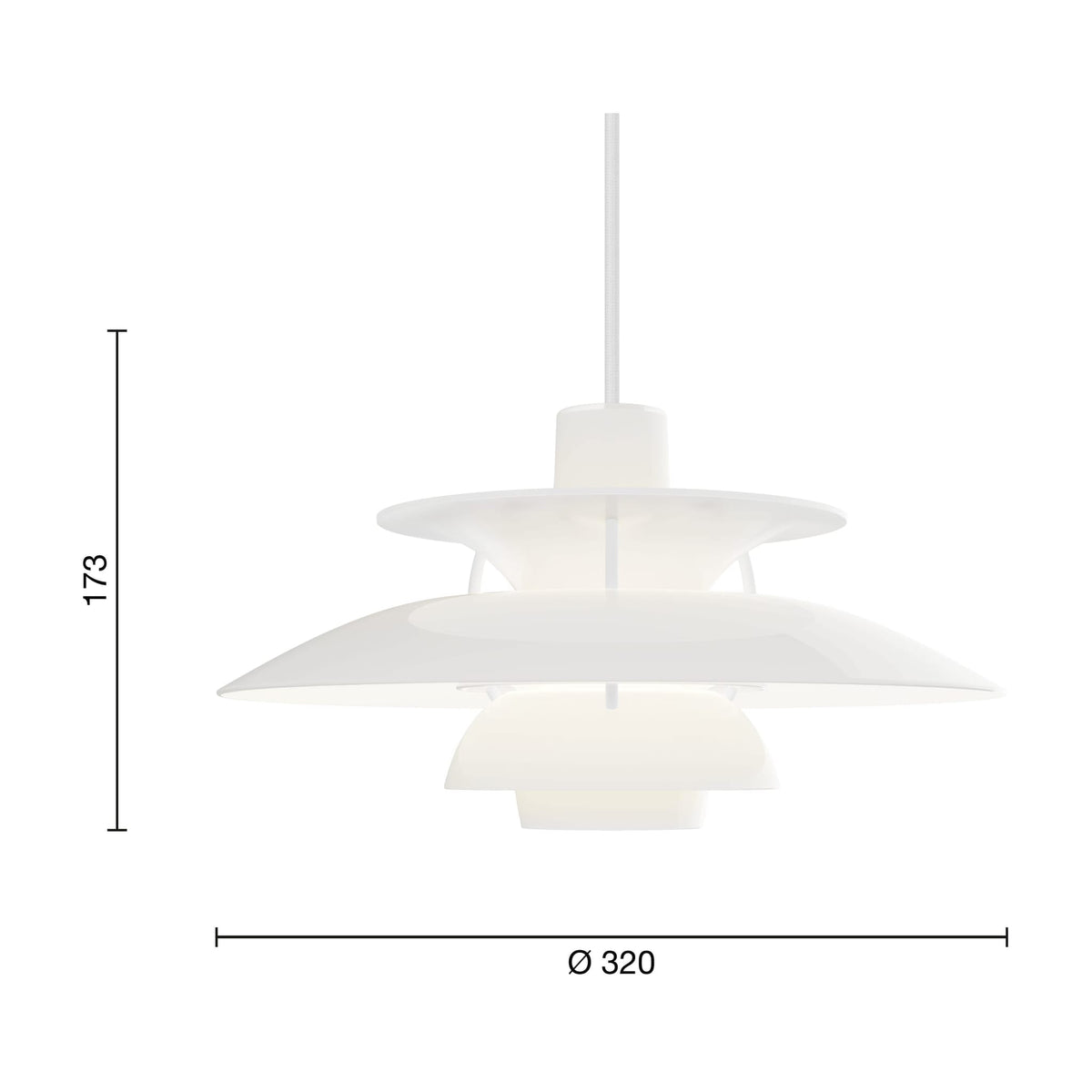 Suspension design en acrylique opalin blanc 32cm Ph 5 320 - Louis Poulsen — vue 3