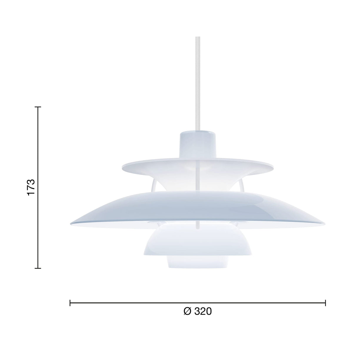 Suspension design en acrylique opalin bleu clair 32cm Ph 5 320 - Louis Poulsen — vue 6