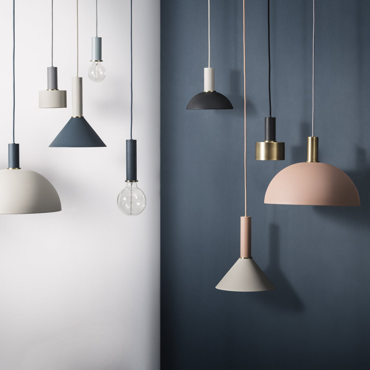 Suspension doré socket low doré Dome Collect - Ferm Living - The Cool Republic
