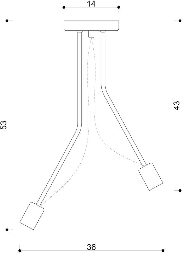 Suspension double en métal noir et câble citron Tubo 4 - Kolorowe Kable - The Cool Republic