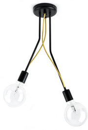 Suspension double en métal noir et câble citron Tubo 4 - Kolorowe Kable - The Cool Republic