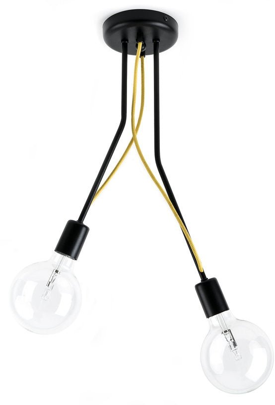 Suspension double en métal noir et câble citron Tubo 4 - Kolorowe Kable - The Cool Republic