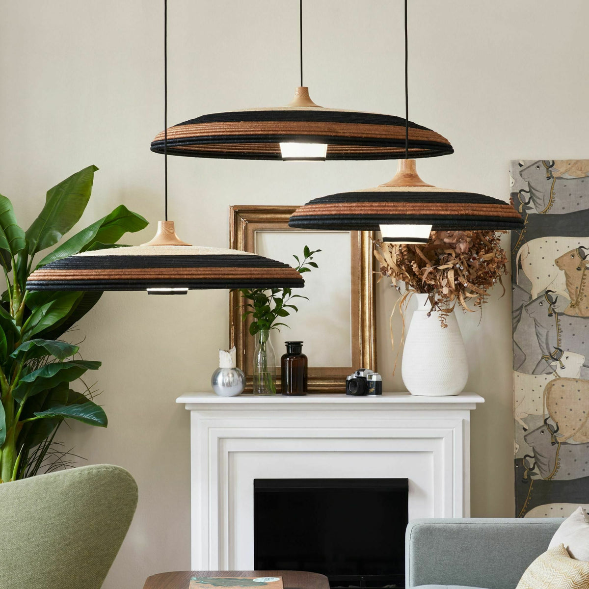 Suspension en abaca tissée marron L Grass - Forestier - The Cool Republic