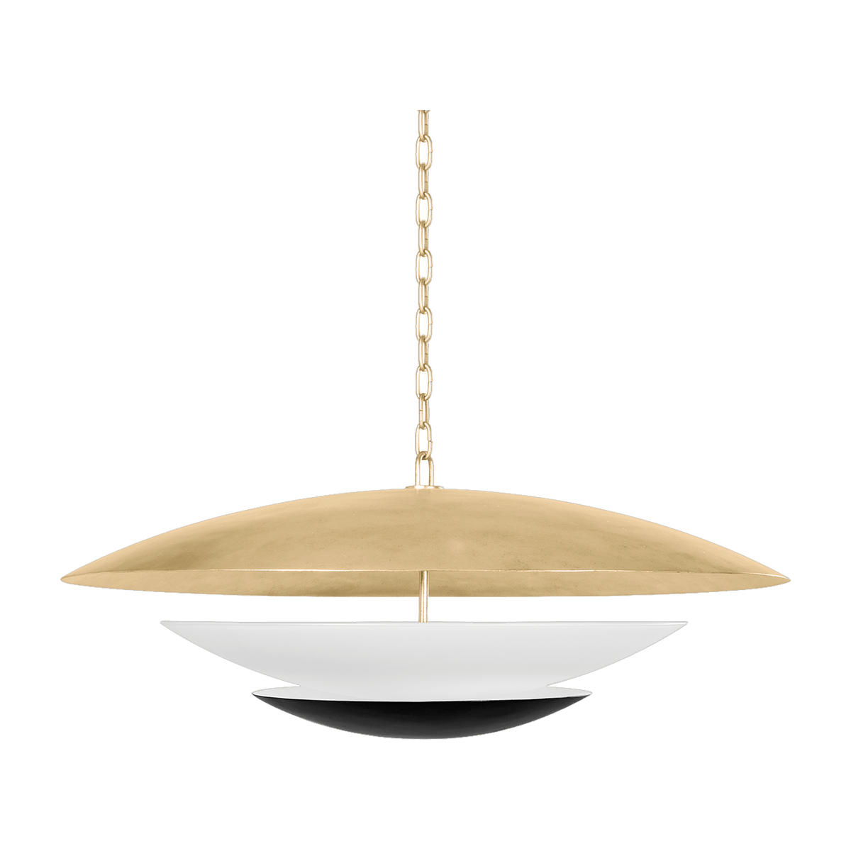 Suspension en acier feuille d'or ancienne et noir doux 91x36cm Adara - Corbett Lighting - The Cool Republic