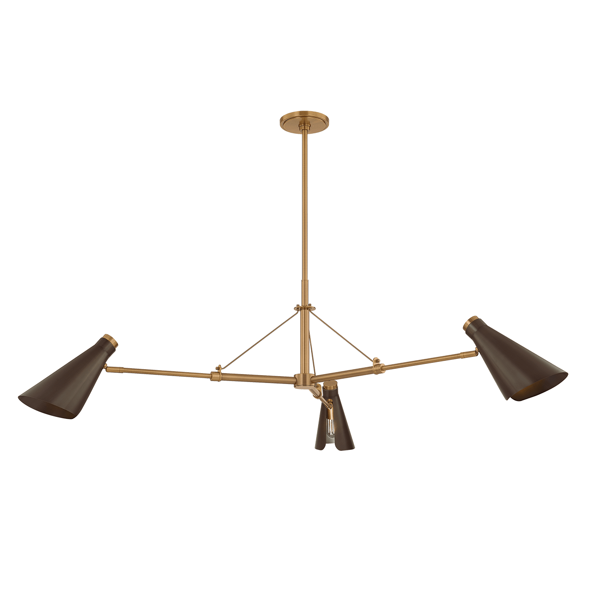 Pendant light in steel, patinated brass and bronze 126x47cm Andersen - Troy Lighting