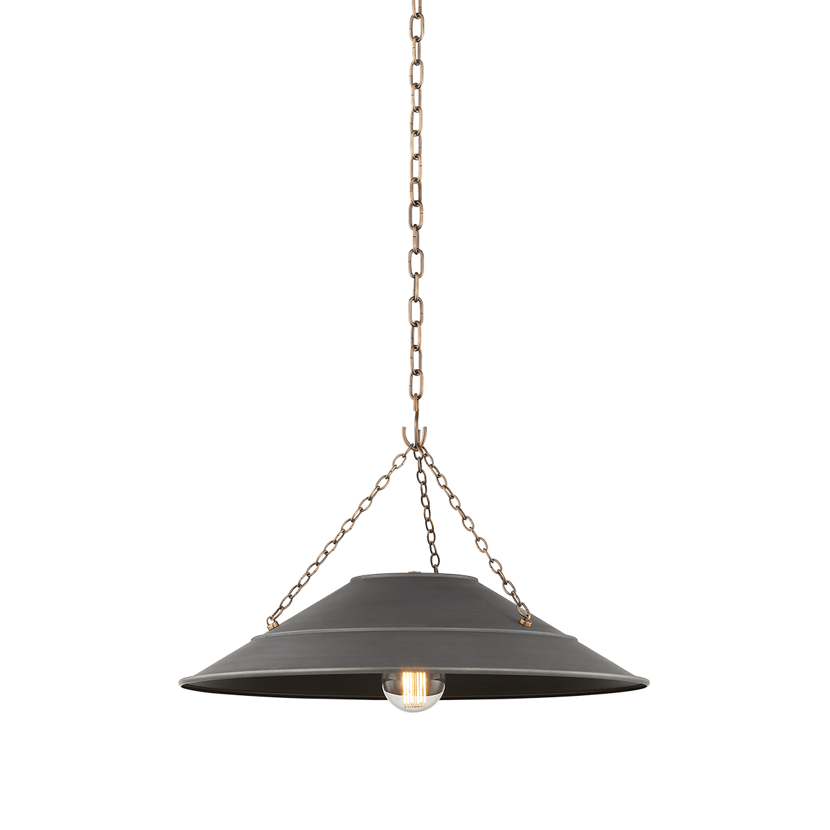 Pendant light in patinated brass steel and graphite 58x41cm Arcane - Troy Lighting