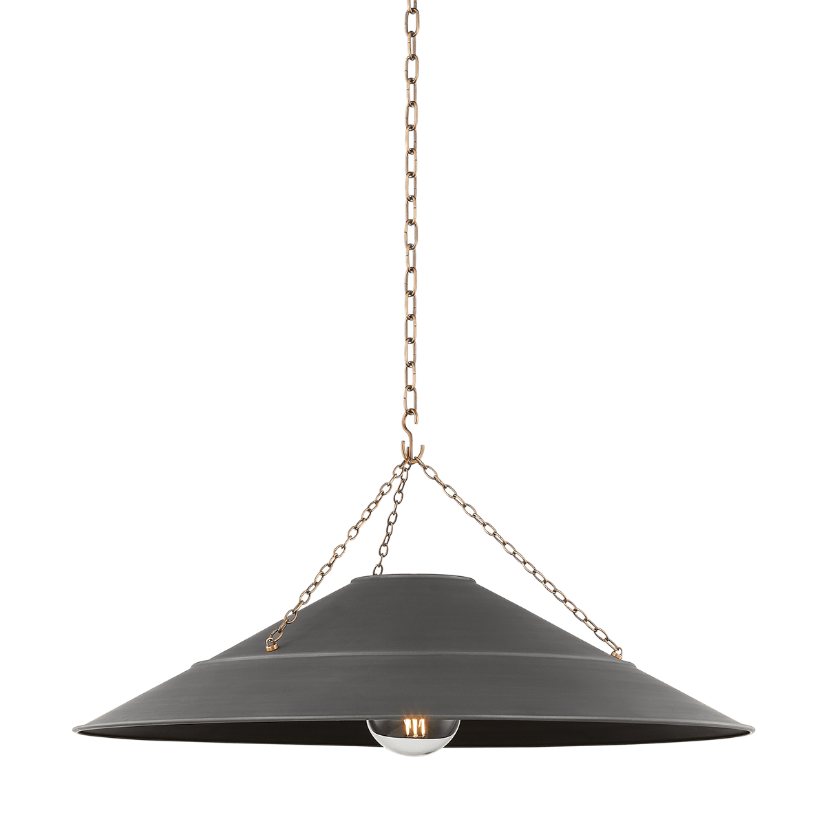 Pendant lamp in patinated brass steel and graphite 86x46cm Arcane - Troy Lighting