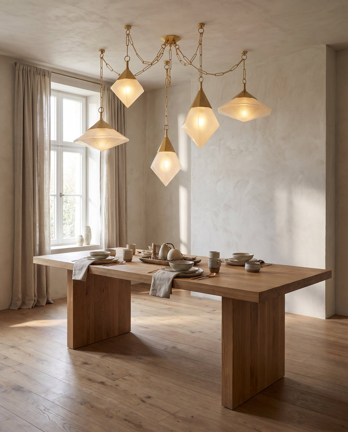 Suspension en acier laiton poli ancien 149x96cm Angelique - Corbett Lighting - The Cool Republic
