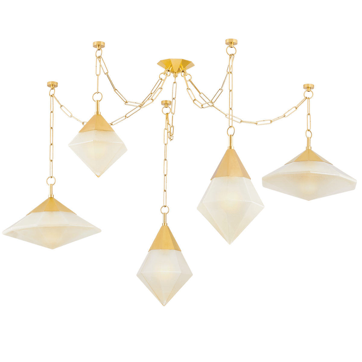 Suspension en acier laiton poli ancien 149x96cm Angelique - Corbett Lighting - The Cool Republic