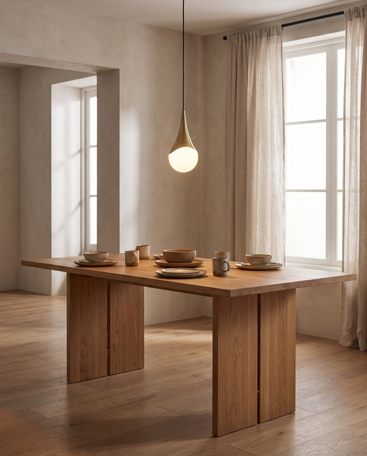 Pendant light in steel and aged brass 19x41cm Ariana - Mitzi en situation