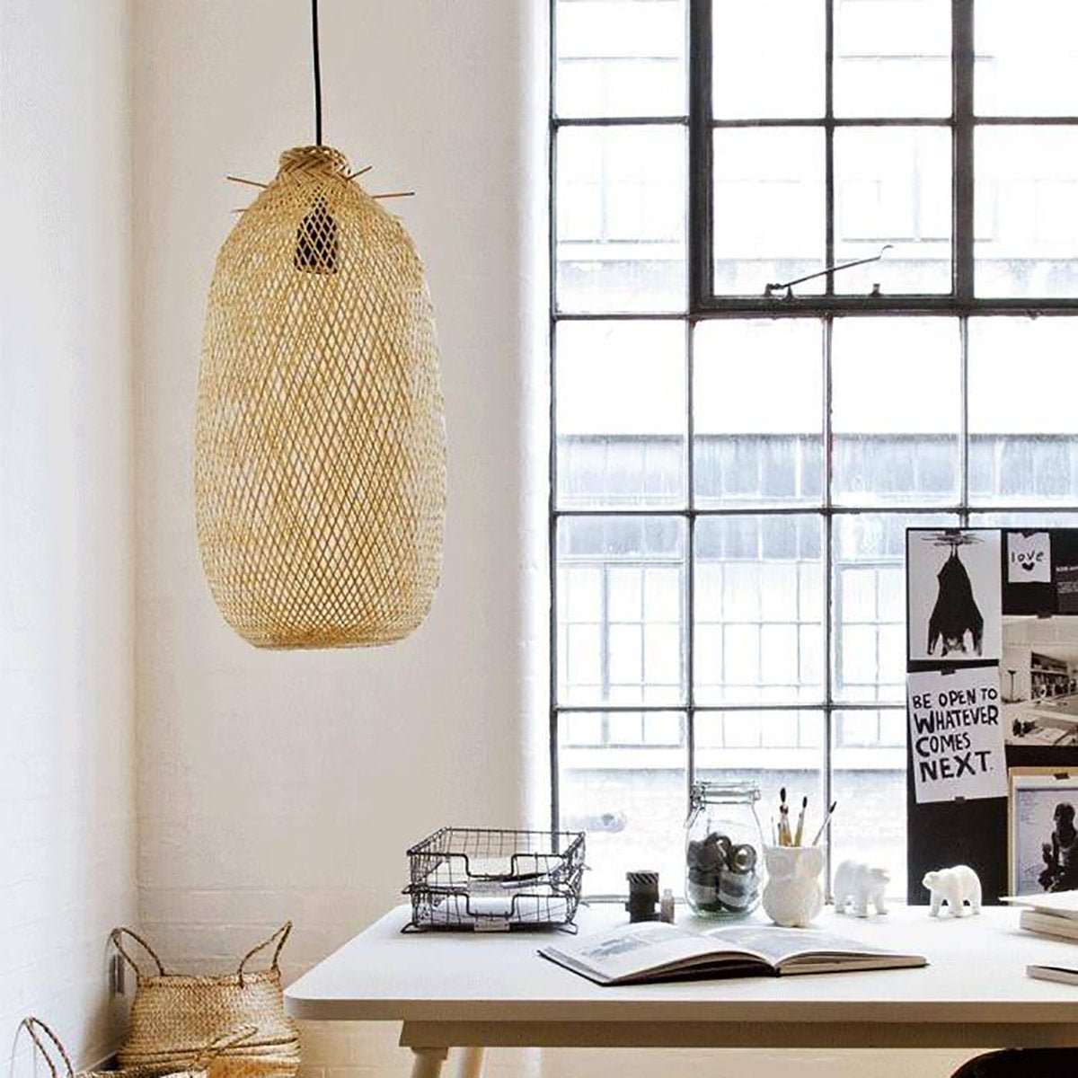 Suspension en bambou beige L Nature Evert - Bloomingville - The Cool Republic