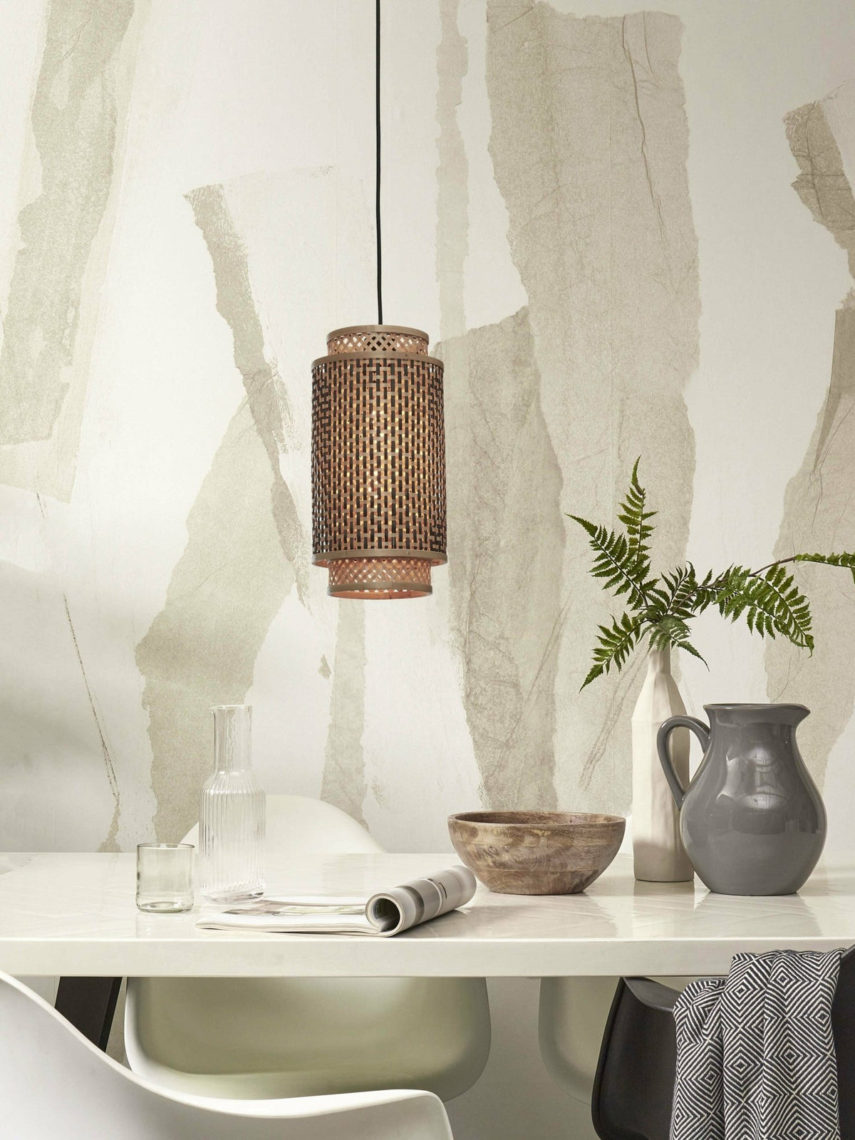 Suspension en bambou noir et naturel 18x35 cm Bhoutan - Good & Mojo - The Cool Republic