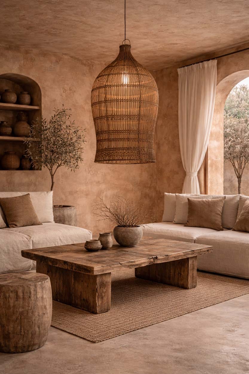 Suspension en bambou tressé brun foncé 60cm Woven Bell - Bazar Bizar — vue 2