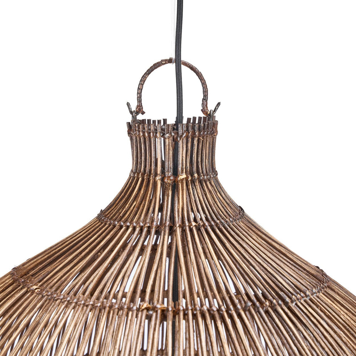 Suspension en bambou tressé brun foncé 60cm Woven Bell - Bazar Bizar — vue 7