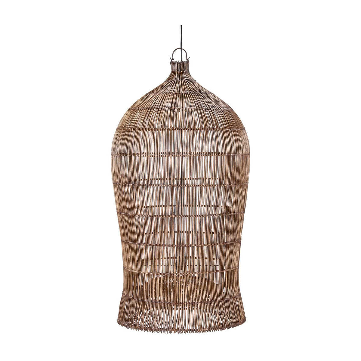 Suspension en bambou tressé brun foncé 60cm Woven Bell - Bazar Bizar