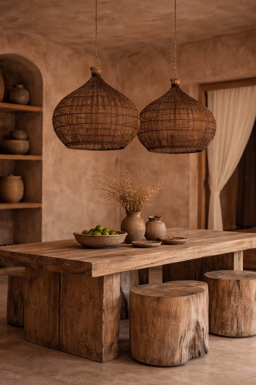 Suspension en bambou tressé marron foncé 70cm Desert Gourd - Bazar Bizar — vue 2