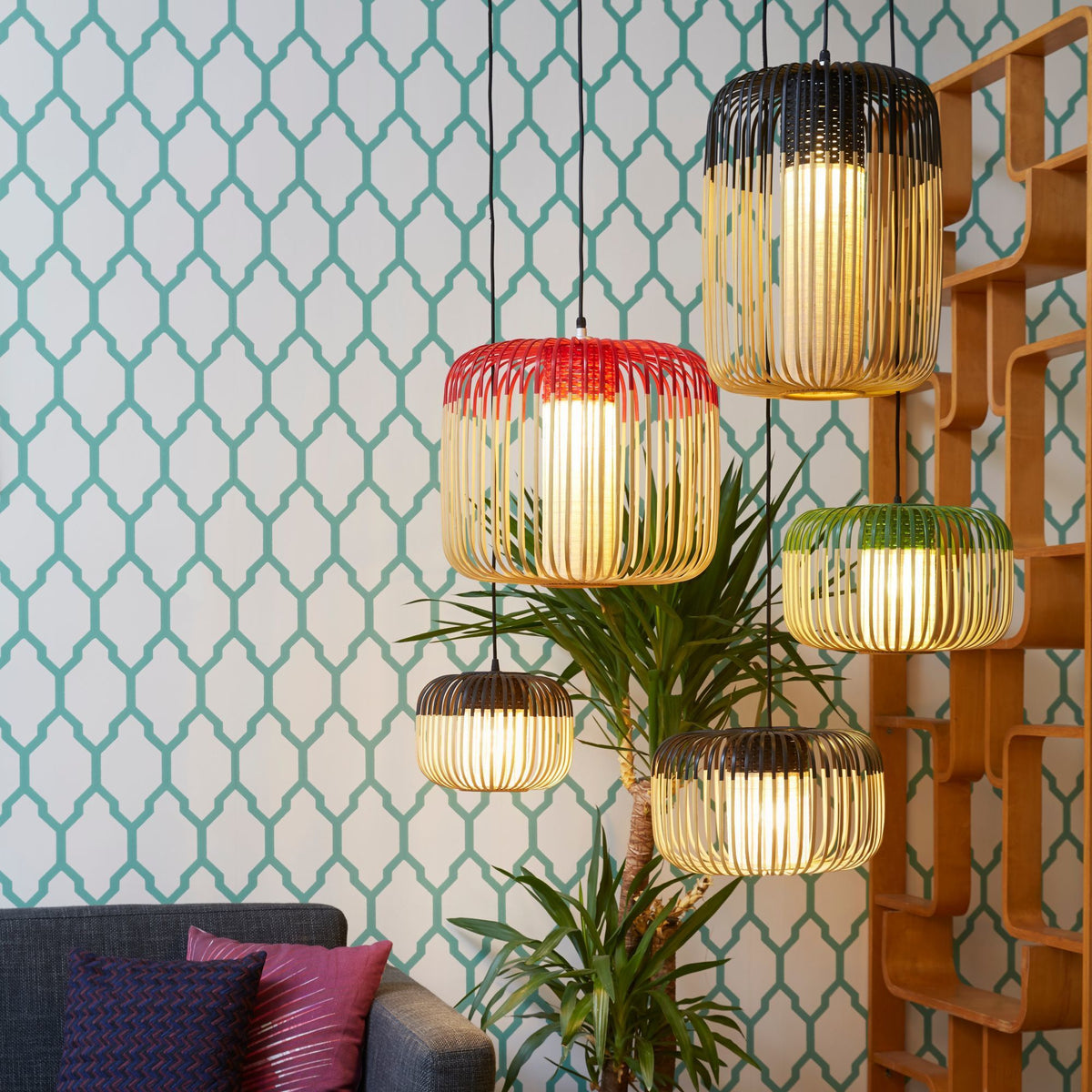 Suspension en bambou verte S Bamboo - Forestier - The Cool Republic