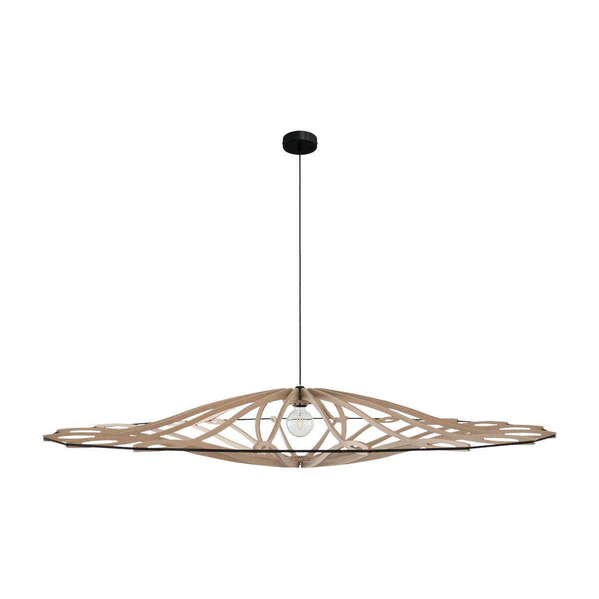 Suspension en bois et câble en coton noir 190 cm Twist - Rif - The Cool Republic