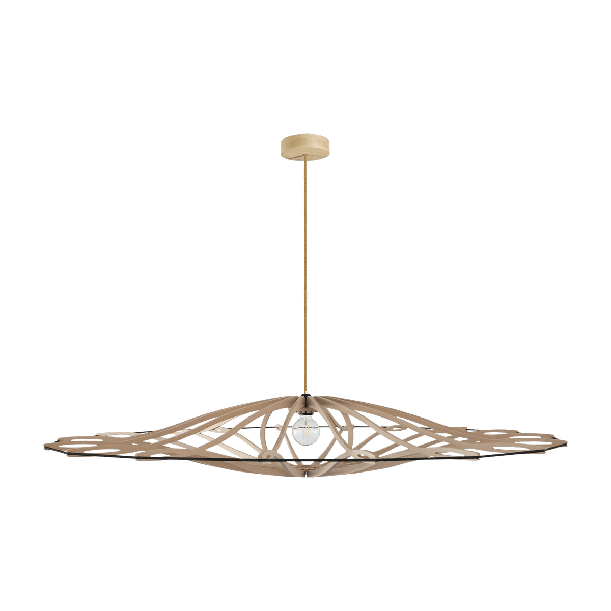 Suspension en bois et câble en lin beige 190 cm Twist - Rif - The Cool Republic