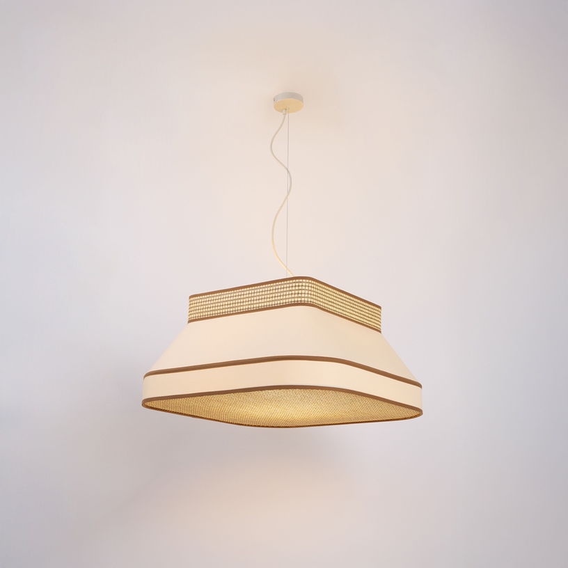 Suspension en coton et papier beige crème 68x68cm Square - Market Set - The Cool Republic