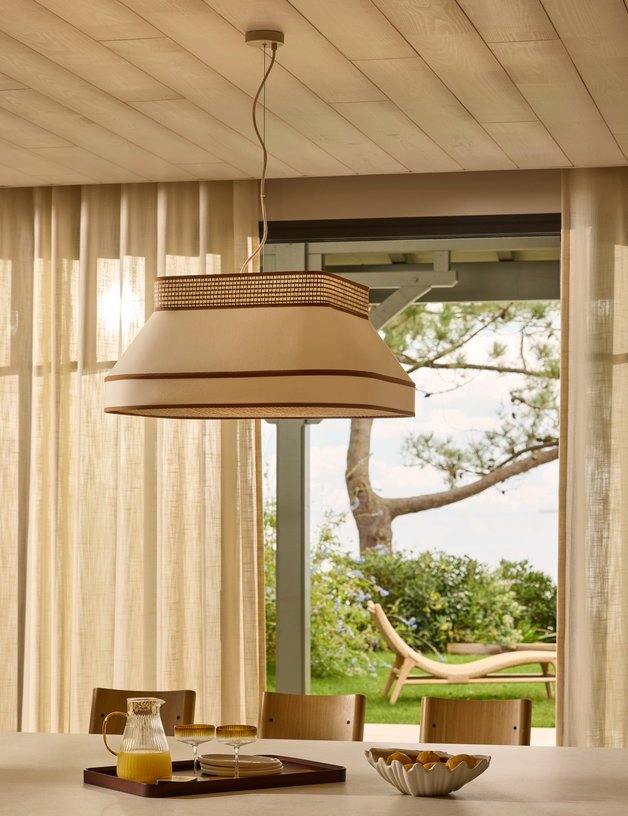 Suspension en coton et papier beige crème 68x68cm Square - Market Set - The Cool Republic
