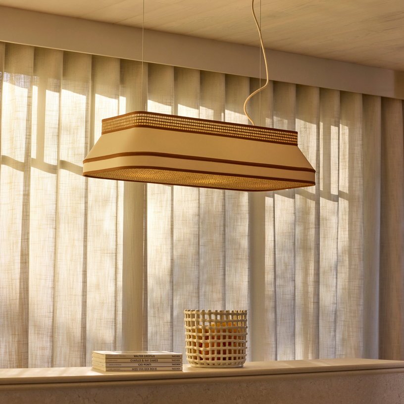 Suspension en coton et papier beige crème 88x38cm Square - Market Set - The Cool Republic