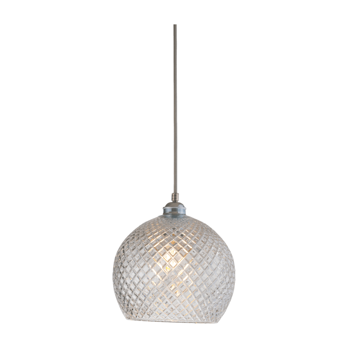 Suspension en cristal quadrillé transparent et argenté 22 cm Rowan - Ebb & Flow - The Cool Republic