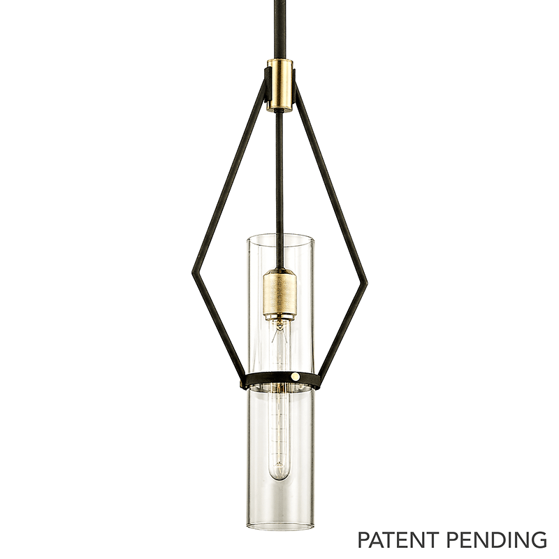 Pendant light in textured bronze and brushed brass 24x62cm Raef - Troy Lighting
