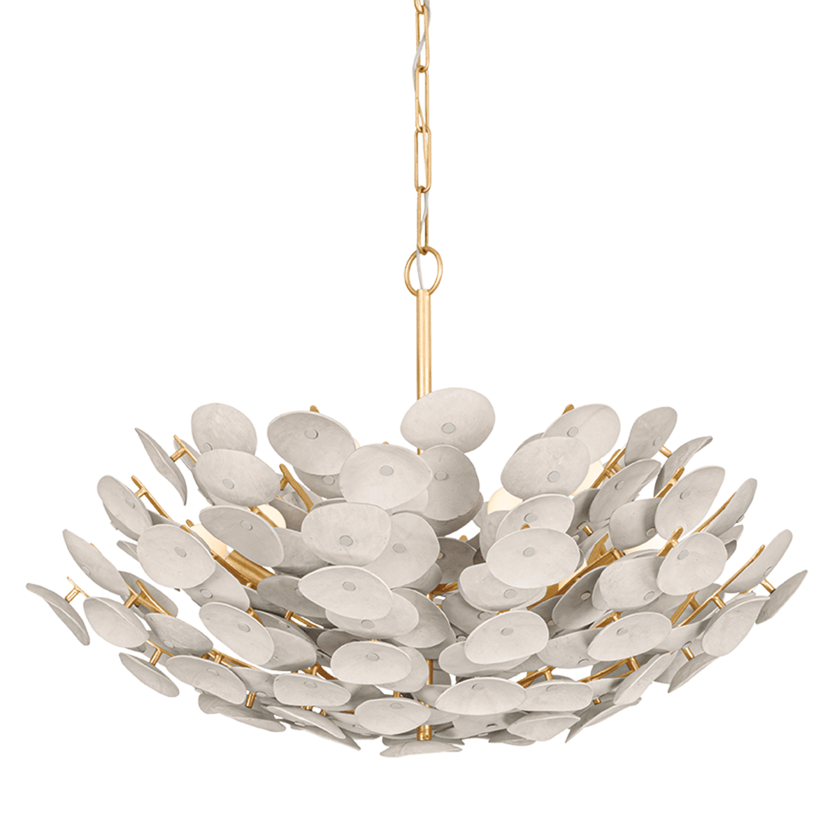 Suspension en fer feuille d'or ancienne 81x54cm Aimi - Corbett Lighting - The Cool Republic