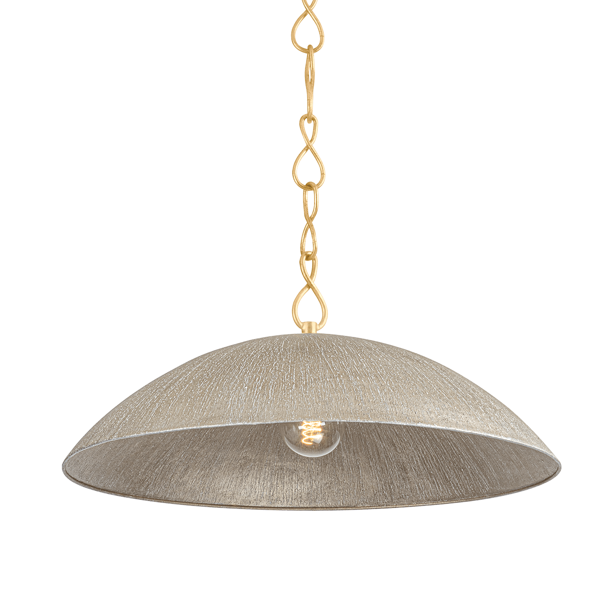 Suspension en fer feuille d'or ancienne et feuille d'argent chaude texturée 61x25cm Eve - Hudson Valley Lighting - The Cool Republic