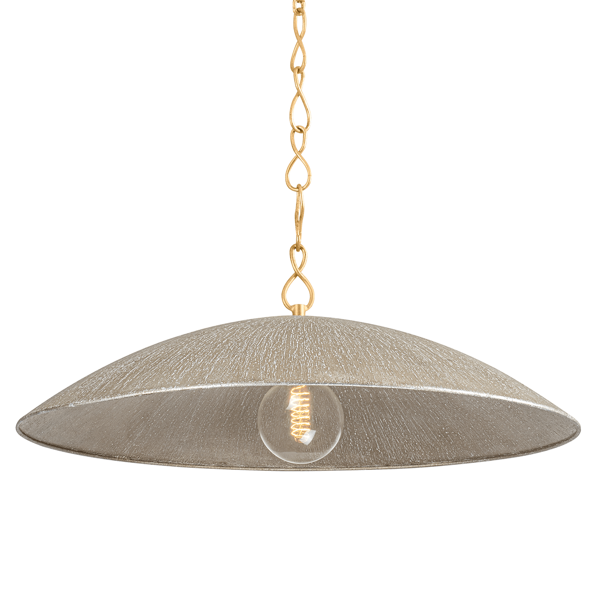 Suspension en fer feuille d'or ancienne et feuille d'argent chaude texturée 81x32cm Eve - Hudson Valley Lighting - The Cool Republic