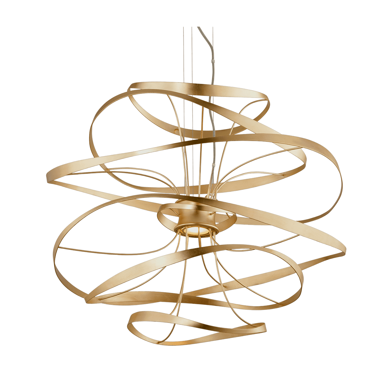 Suspension en fer feuille d'or et acier poli 80cm Calligraphy - Corbett Lighting - The Cool Republic
