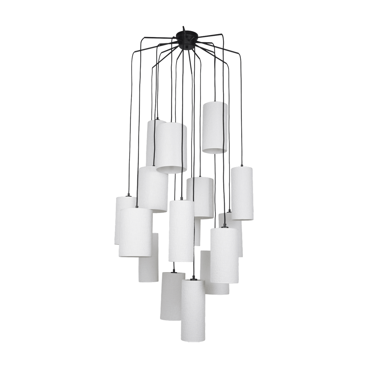 Suspension en grappe 16 lumières en métal et en tissu Cosiness - Market set - The Cool Republic
