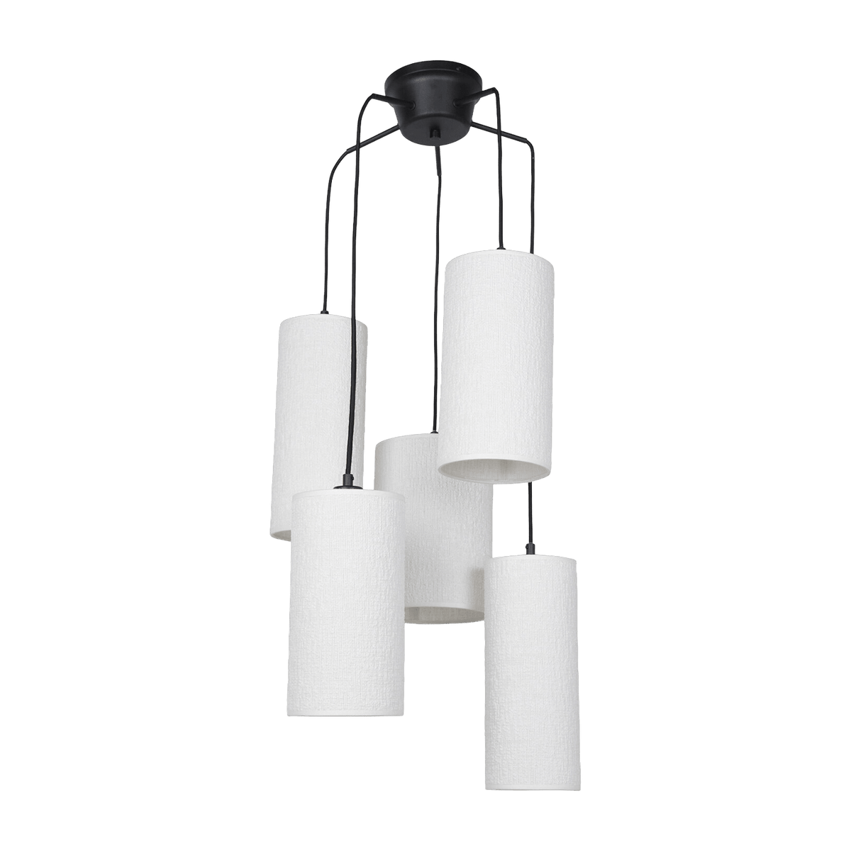 Suspension en grappe 5 lumières en métal et en tissu Cosiness - Market set - The Cool Republic
