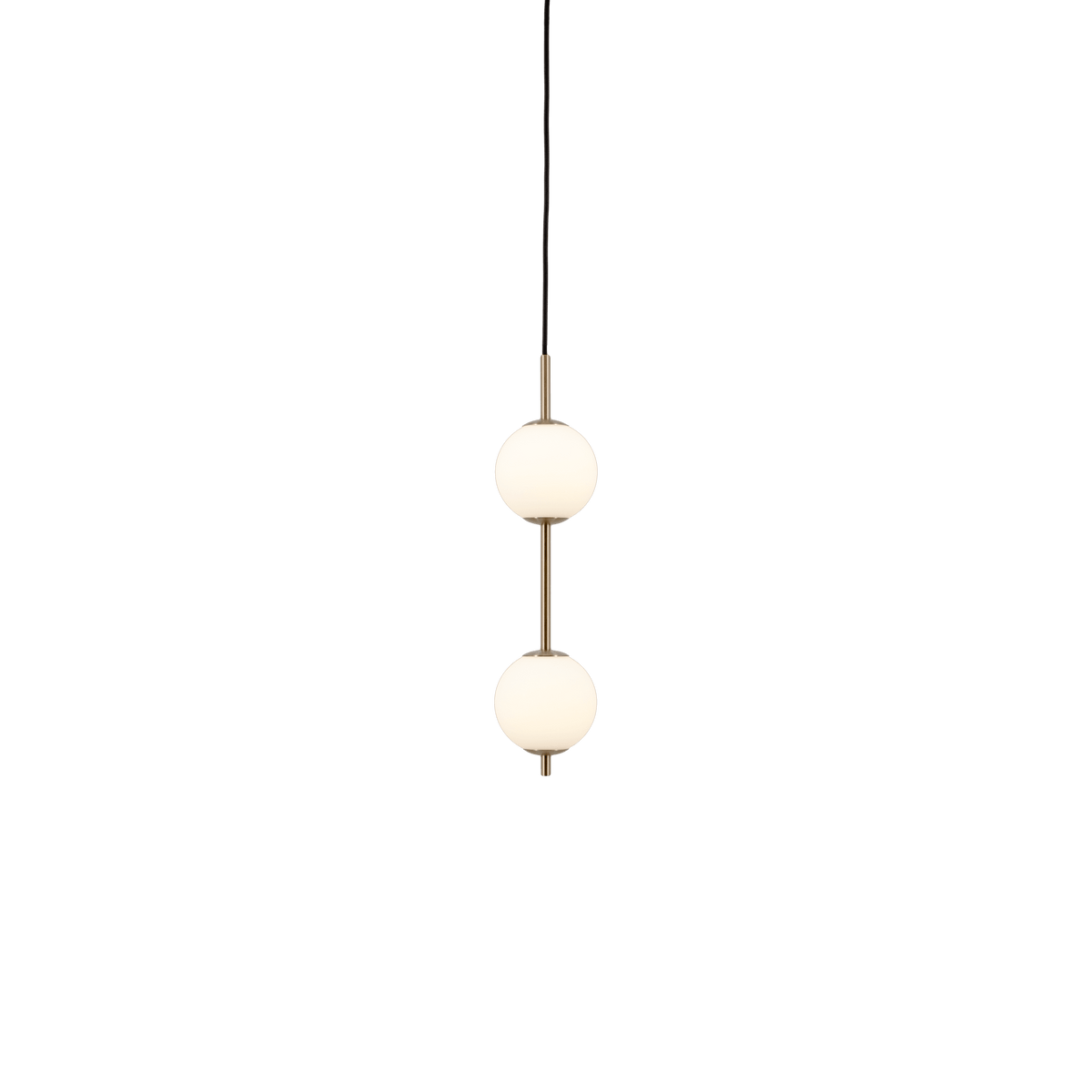 Suspension en laiton et deux verres soufflés opalin 12x50cm Audrey - Umage - The Cool Republic