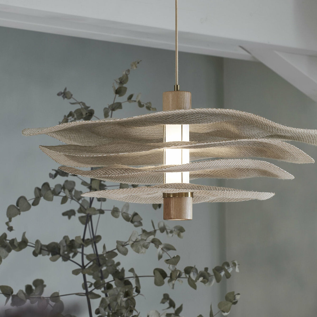 Hanging lamp in linen 78 cm Rivage - Market Set - The Cool Republic