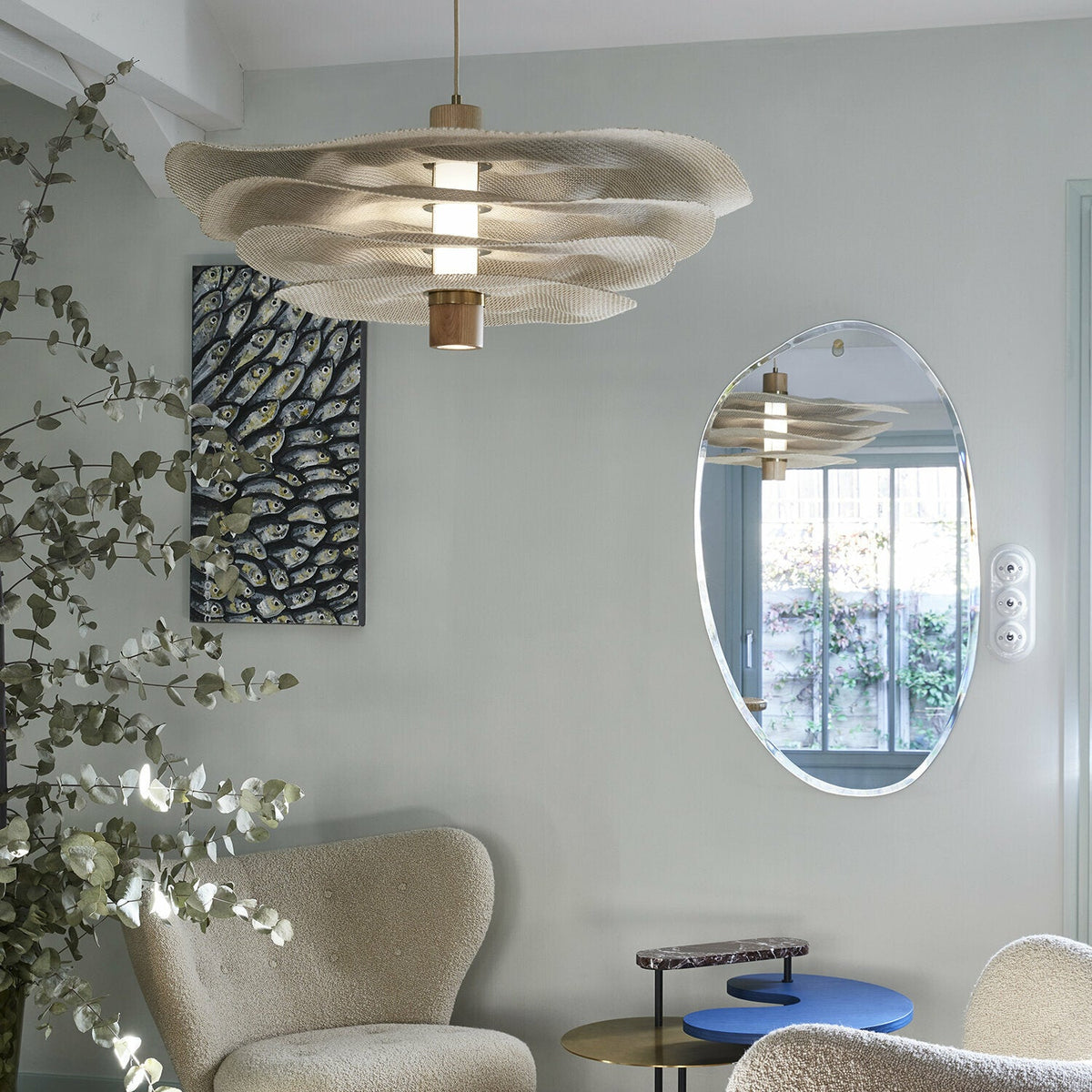 Hanging lamp in linen 78 cm Rivage - Market Set - The Cool Republic
