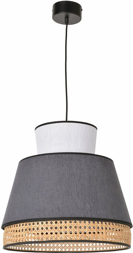 Suspension en lin anthracite et blanc 40 cm Singapour - Market set - The Cool Republic