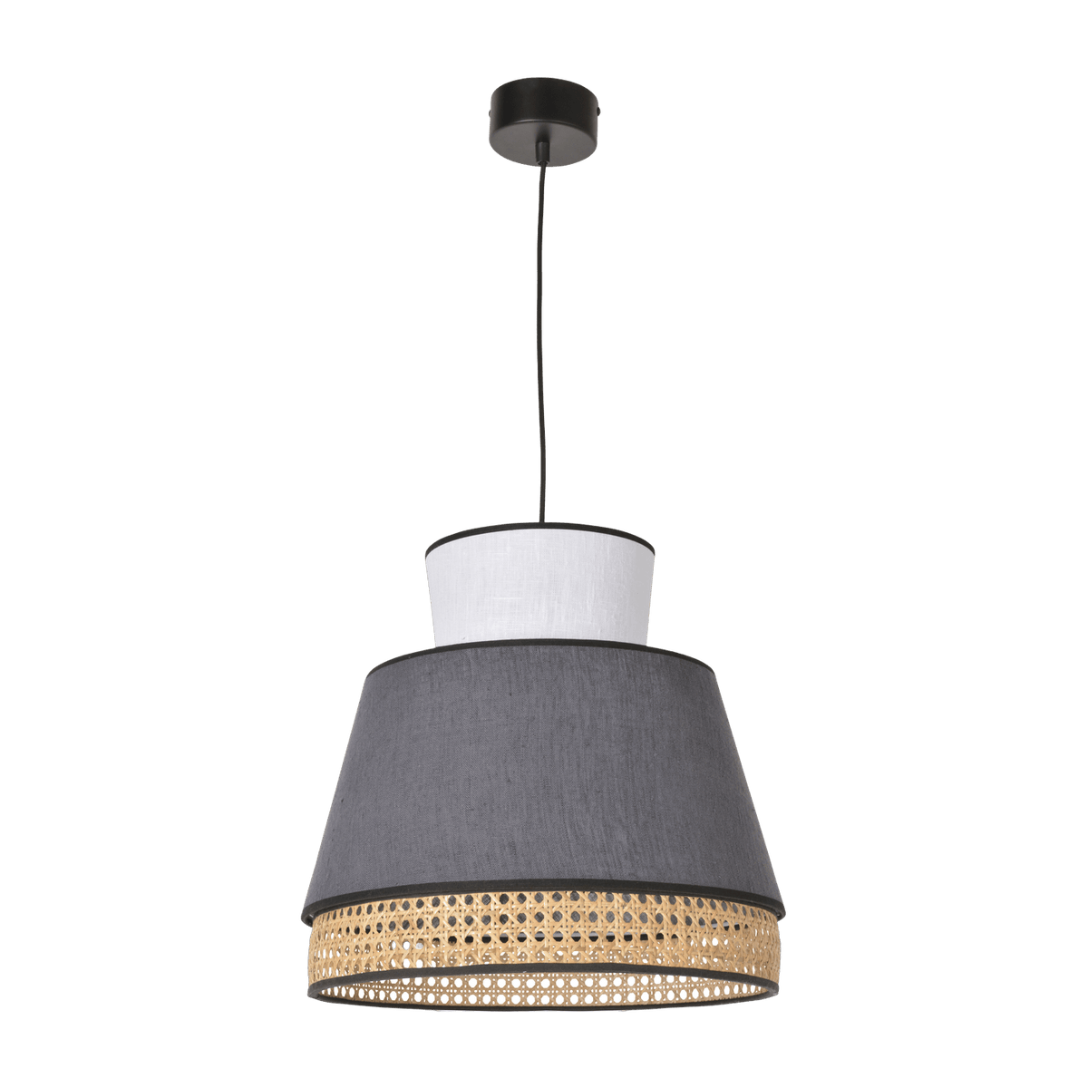 Suspension en lin anthracite et blanc 40 cm Singapour - Market set - The Cool Republic