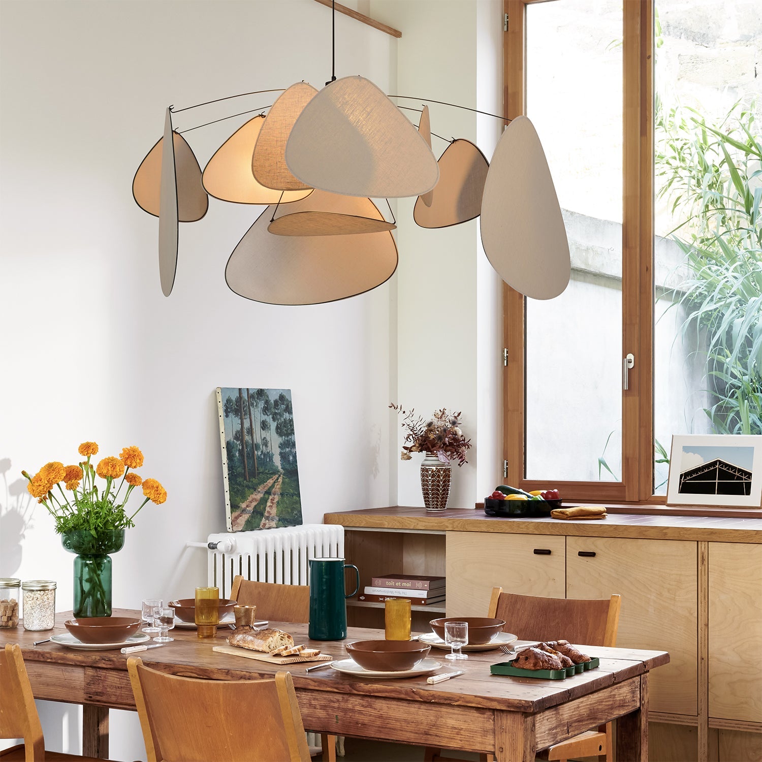 Suspension en lin beige bouleau et métal noir 110 cm Screen - The Cool Republic x Market set - The Cool Republic