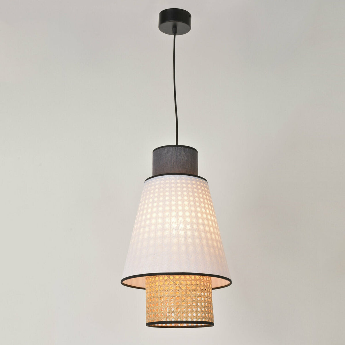 Suspension en lin blanc et anthracite 30 cm Singapour - Market set - The Cool Republic