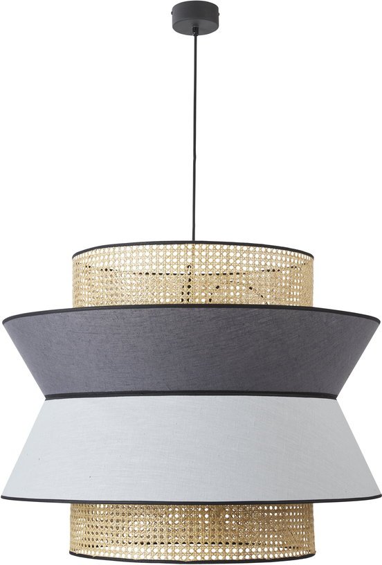 Suspension en lin gris et anthracite 78 cm Singapour - Market set - The Cool Republic