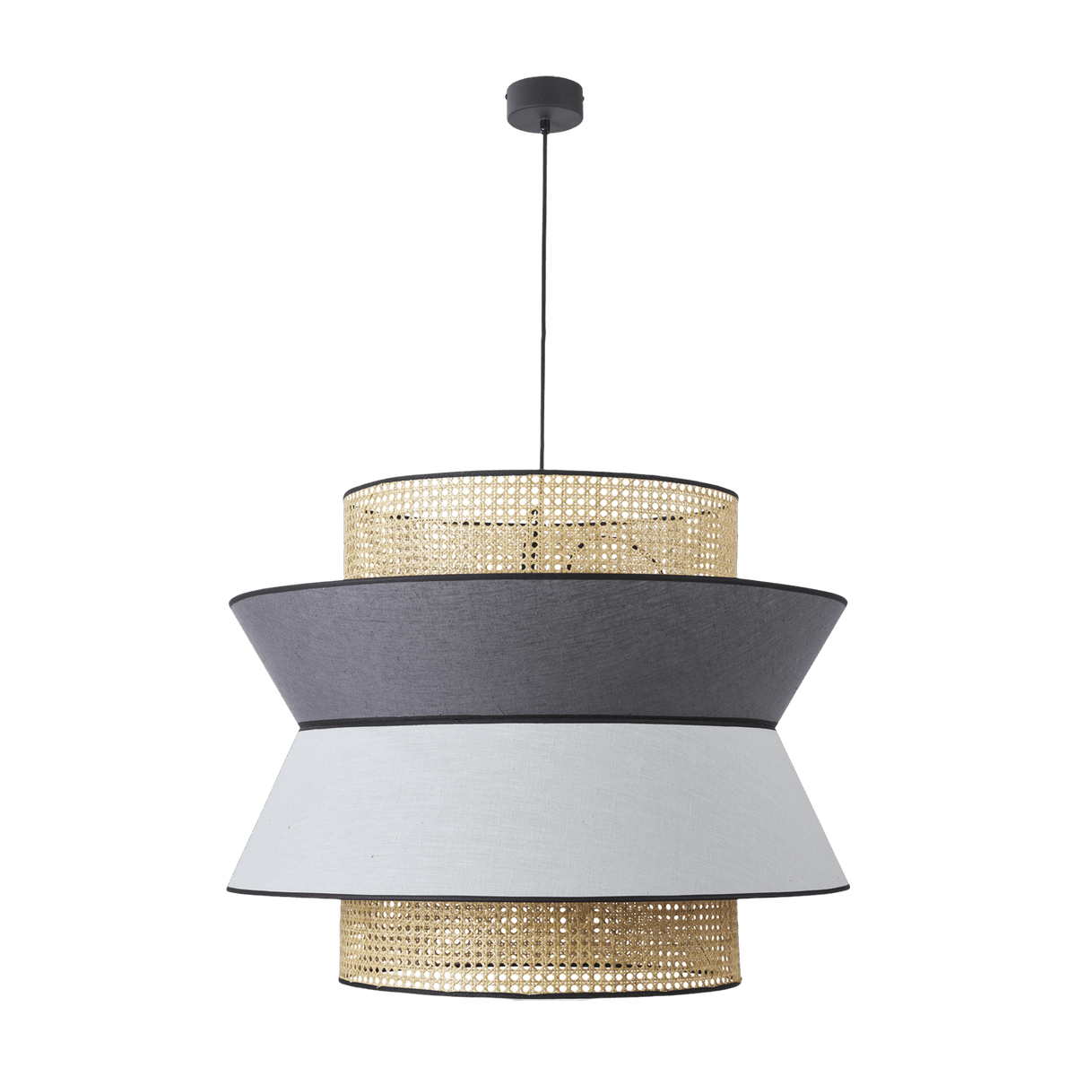 Suspension en lin gris et anthracite 78 cm Singapour - Market set - The Cool Republic